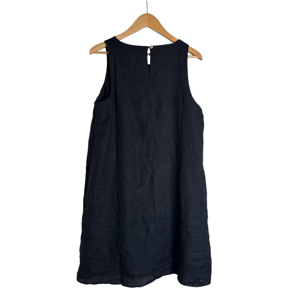 Quince 100% European Linen Tank Mini Dress Black L NWT Sleeveless - Picture 7 of 12